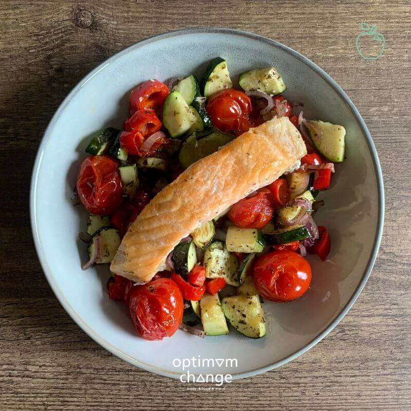 Recept zalm groente oven
